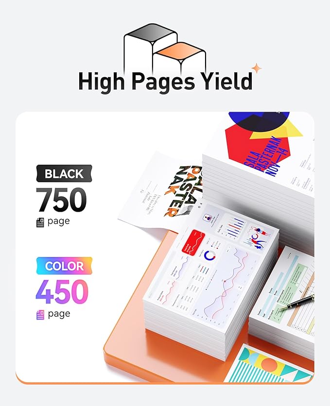 63XL Ink Cartridges 2 Pack High Yield with Chip Replacement for HP 63 63xl Ink Compatible with HP Officejet 3830 4650 4655 5255 5258 5200 Envy 4510 4512 4520 4650 Deskjet 2130 2132 3630 3634 Printer-DeskLoop Office