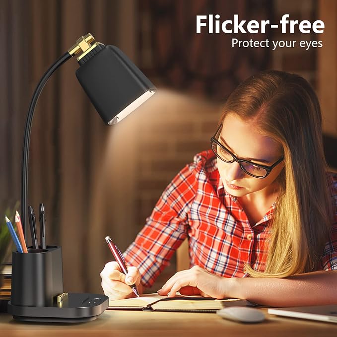 LED Desk Lamp with USB Charging Port Touch Control 3 Color Modes, Stepless - Image 7