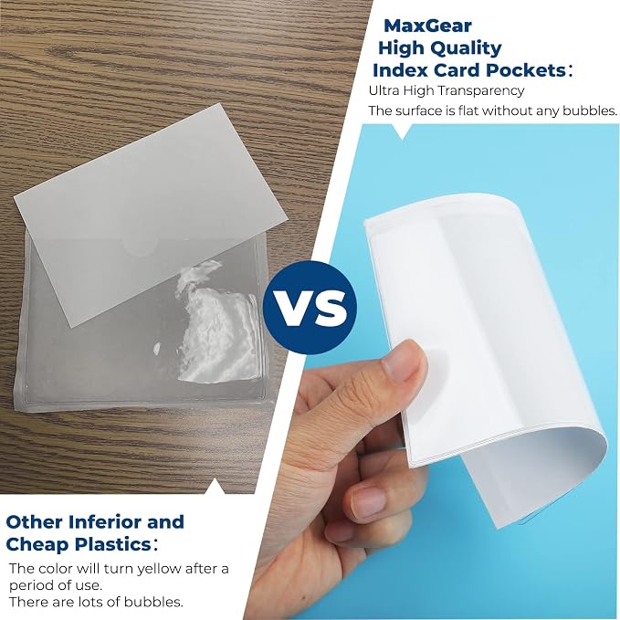 MaxGear 3" x 5" Index Card Holder, 52 Pack Label Holders - Image 4