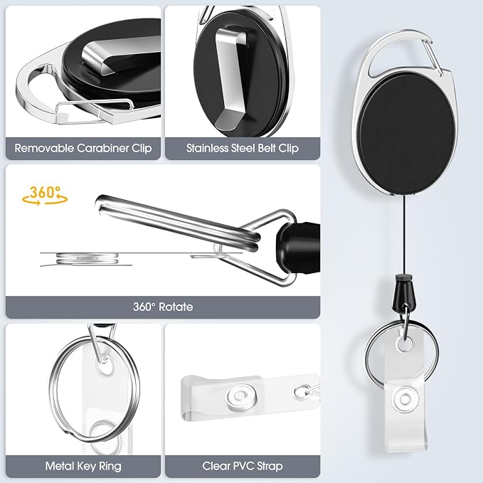 4 Pack Sliding Black ID Badge Holder - Image 6