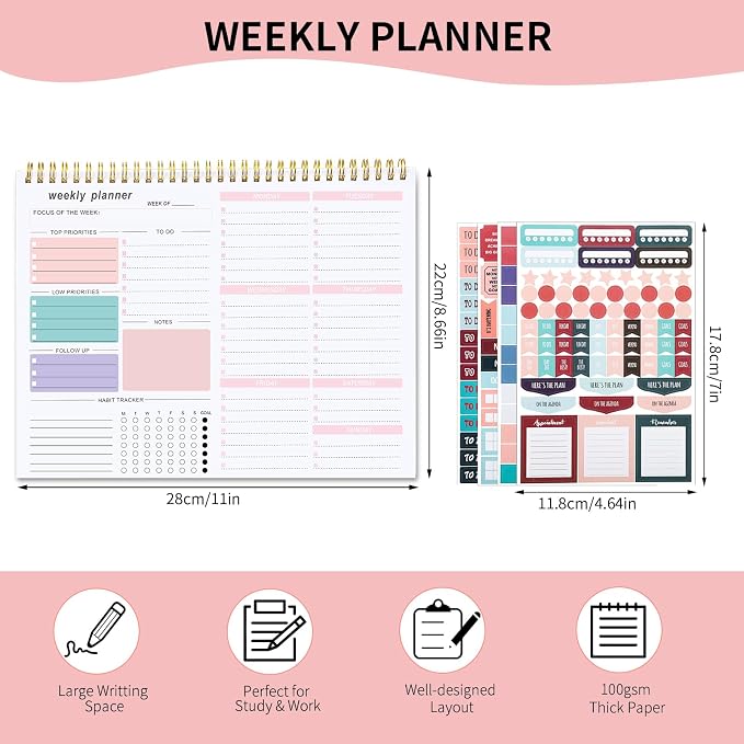 Weekly To Do List Notepad, 8.5''x11'' Weekly Desk Planner - Image 3