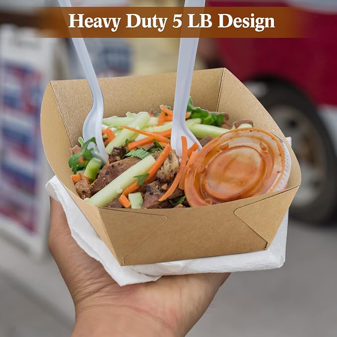 Sherr 500 Pcs 5 lb Kraft Paper Food Trays Boats Bulk, Disposable Nacho Kraft - Image 6