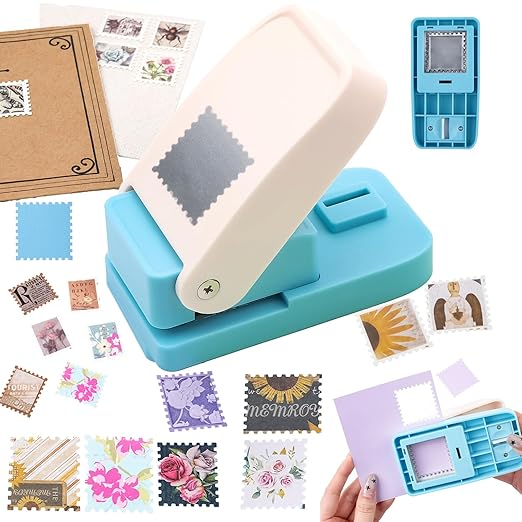 Square Stamp Punch, 1 Inch Square Stamp Puncher Postage Stamps Punches by BAOFALI