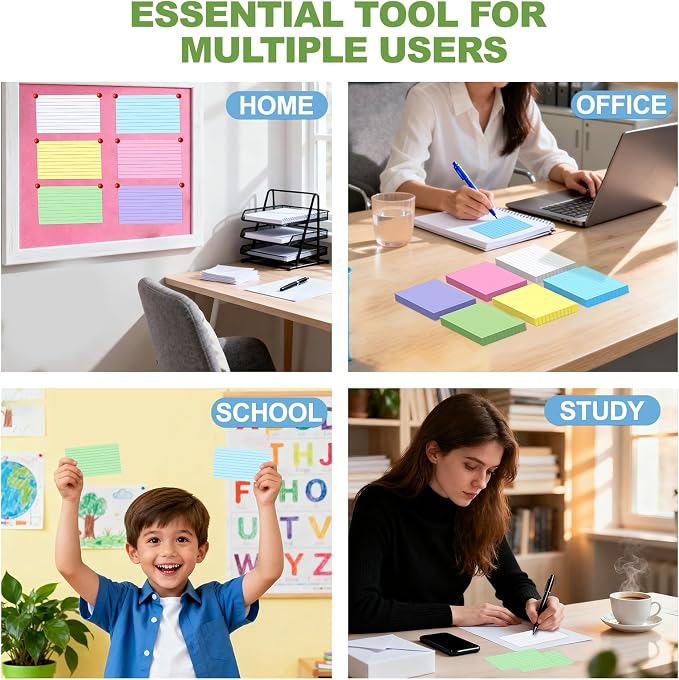 3x5 Index Cards 200 Count, Colored Thick Flash Cards Lined Notecards - Image 7