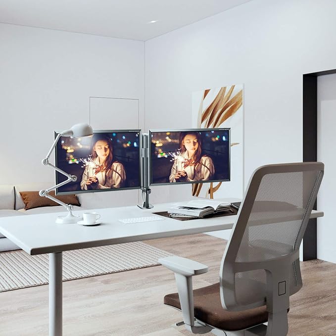 Suptek Monitor Mount, Adjustable Dual Monitor Arm Desk Mount Heavy Duty Monitor Stand fit for 27 inch Monitor Screens up to 22lbs,Black(MD9442)-DeskLoop Office