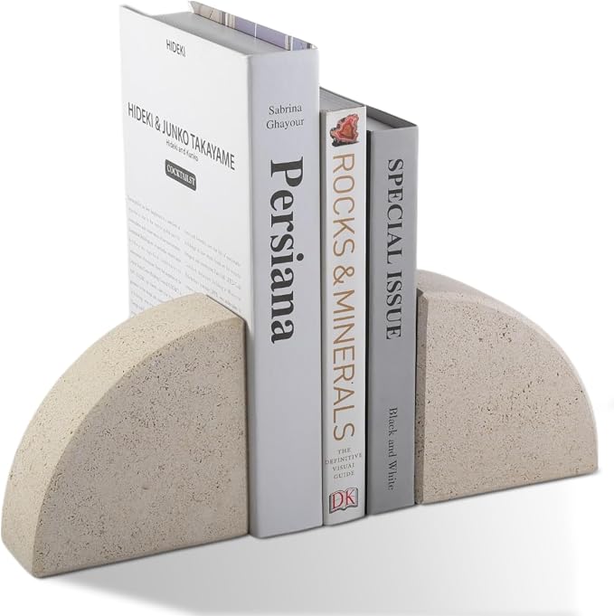 Karibiber Marble Bookend for Shelves, Non-Skid Bookends for Heavy Books - Image 2