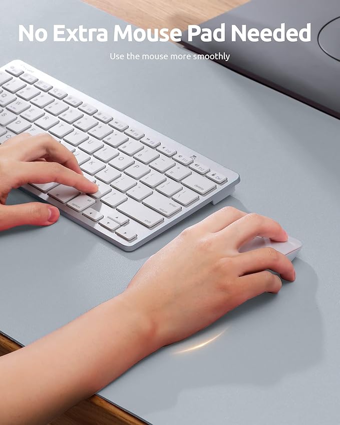 YSAGi Leather Desk Protector, Office Mat, Large Mouse Mat, Non-Slip PU Leather Blotter, Laptop Desk Mat, Waterproof Writing Pad for Office and Home (Light Grey, 35.4" x 17")-DeskLoop Office