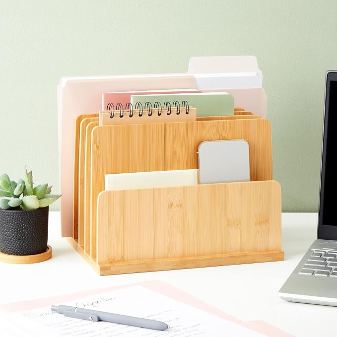 Bamboo Wooden Mail Holder, File Sorter - Image 3