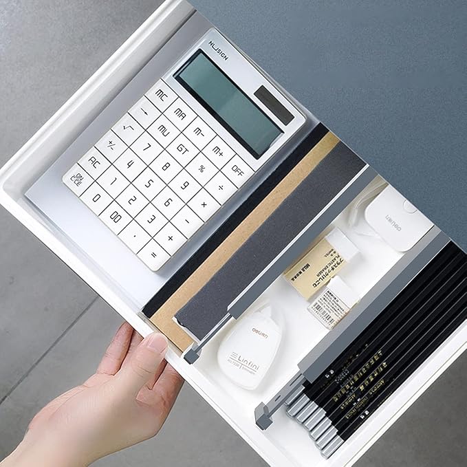 ANTOWIN Bamboo Drawer Dividers Organizers, Expandable Drawer Separators Splitter,17-22 inches Long Adjustable Spring-loaded Organizer for Large Utensil, Clothes, Tools Drawers (Grey)-DeskLoop Office