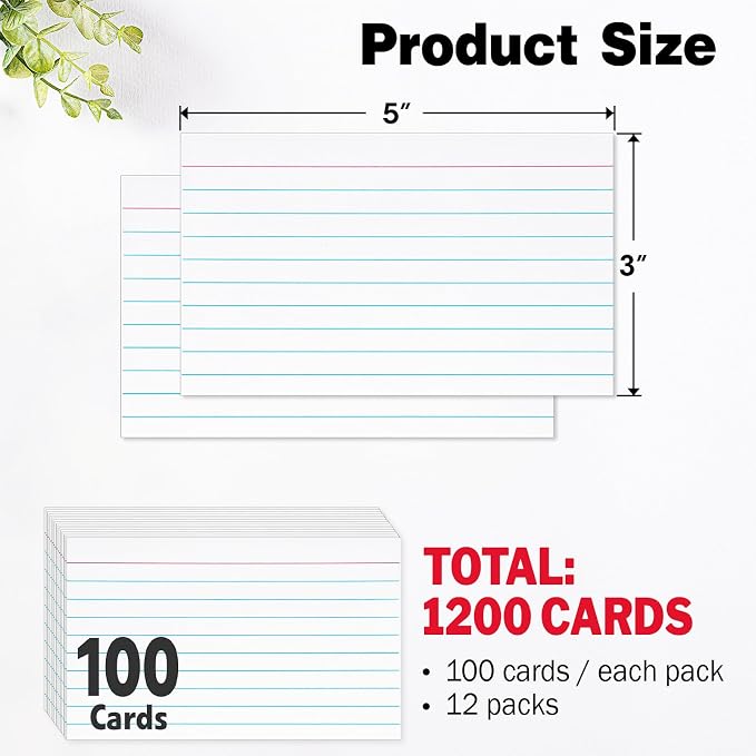 1200 PCS Index Cards Bulk, 3x5 Flash Cards - Image 2