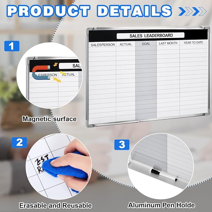 Lincia Sales Leaderboard Dry Erase Whiteboard Magnetic Dry Erase Board - Image 3
