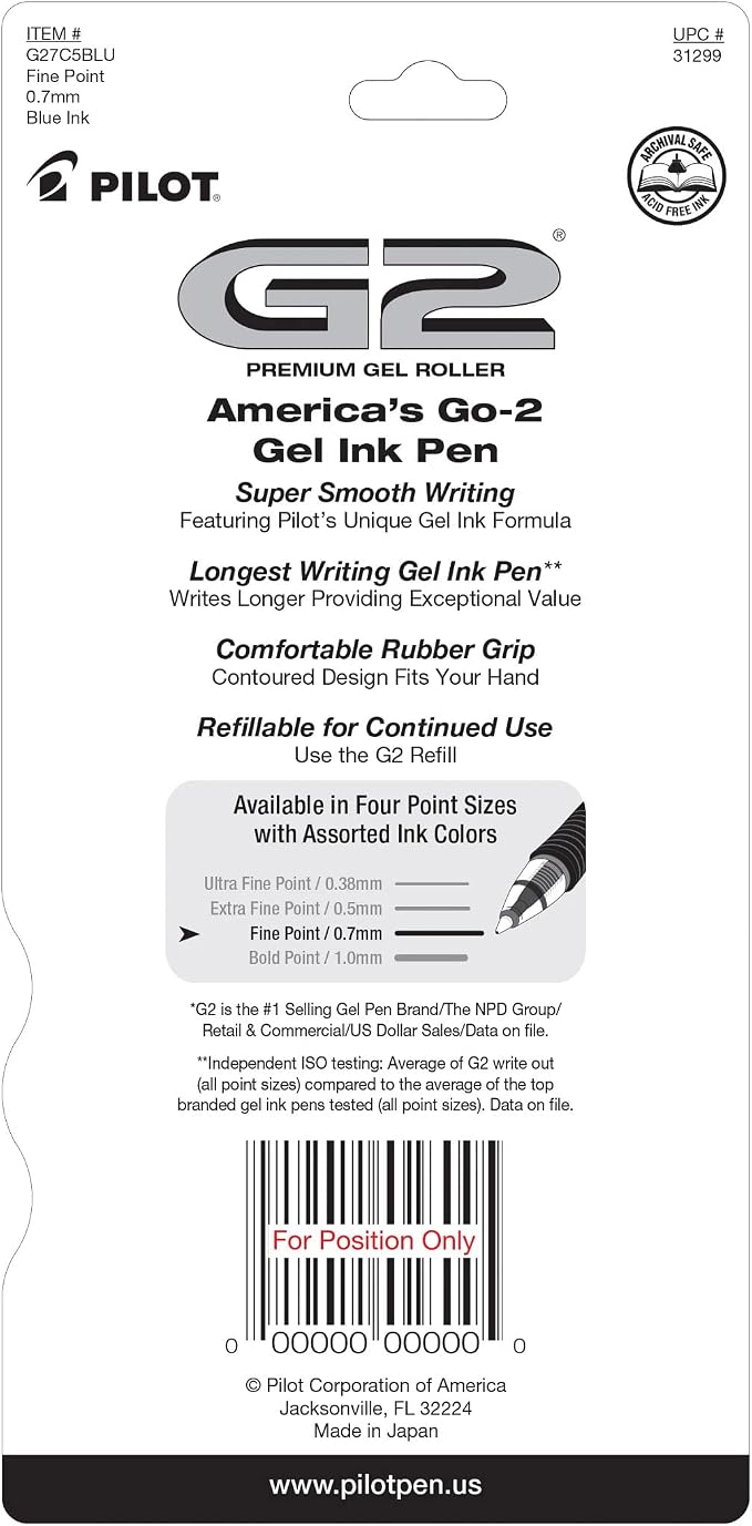 Pilot G2 Premium Gel Roller Pens, Fine Point 0.7 mm, Journaling, and Office - Image 2