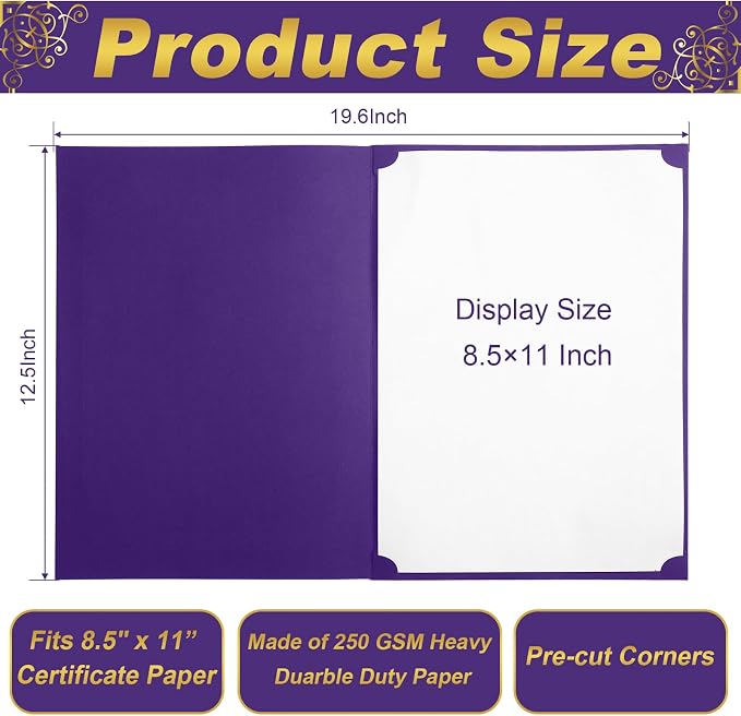 Fainne 120 Pack Certificate Holders Bulk, Diploma Covers Gold Foil Border - Image 2