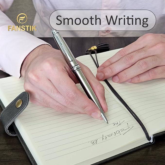 Customized BallPoint pen with name (MADE IN USA), stainless steel, Silver, luxury engraved pen personalized for men and for women. (BallPoint Silver)-DeskLoop Office