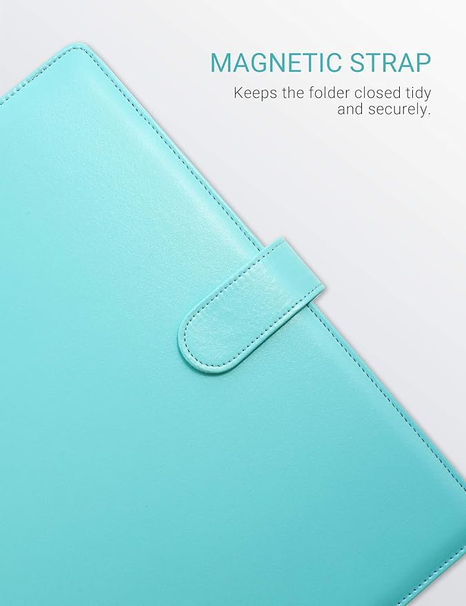 Clipboard Folder Padfolio, Writing Portfolio Faux Leather Clipboards with Cover for Legal Pad Holder Letter Size A4 8.5 x 11 for Business Conference Notepad Clip Boards (Pale Turquoise)-DeskLoop Office