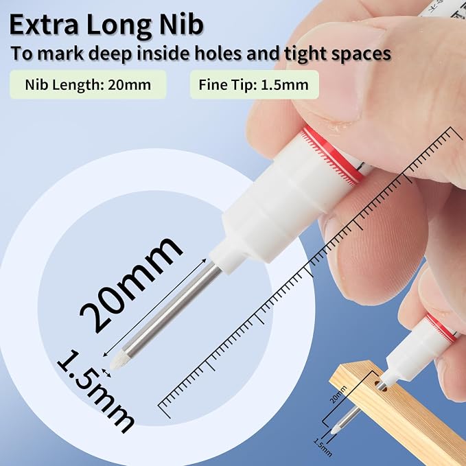 15 Pcs Long Nib Marker, 20 mm Long Head Deep Hole Marker Pens, Fine Nose Tip - Image 2