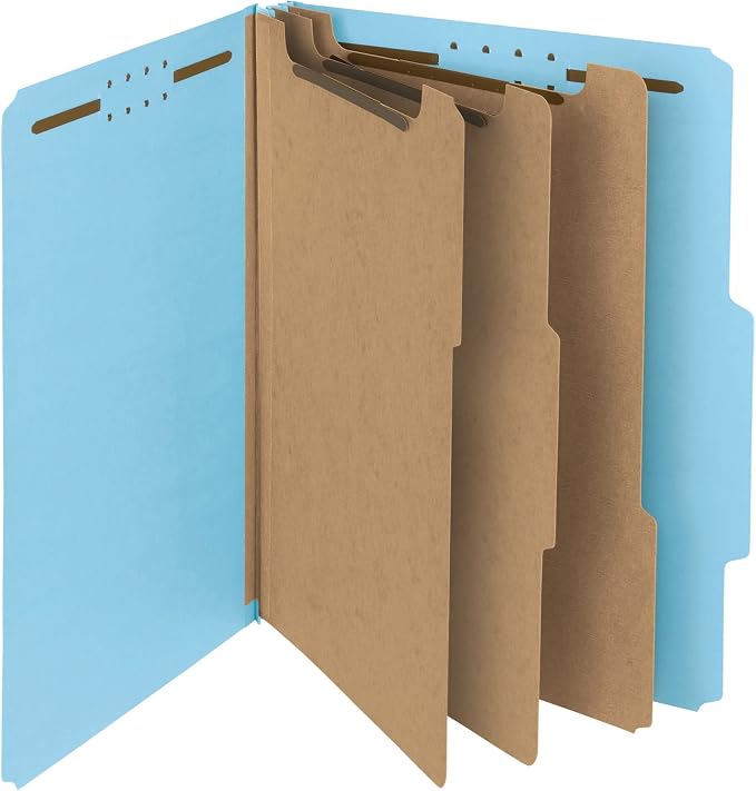 Smead 100% Recycled Pressboard Classification File Folder, 3 Dividers, Letter by SMEAD