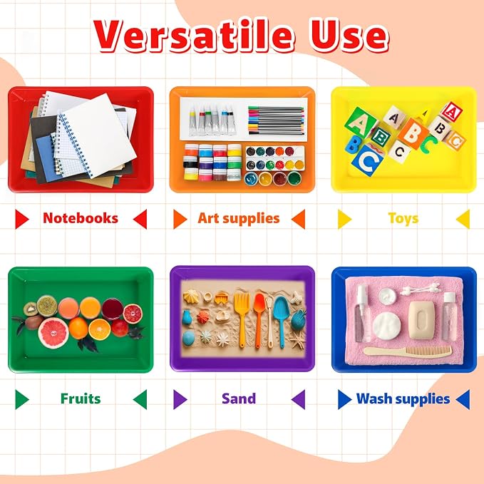 12 Pack Letter Size Flat Storage Paper Tray Organizer Bin Tray Plastic - Image 6