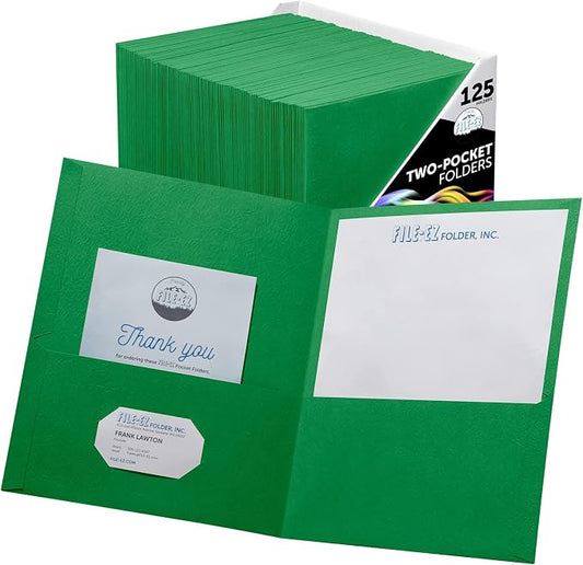 FILE-EZ Two-Pocket Folders, Textured Paper, Letter Size by FILE-EZ