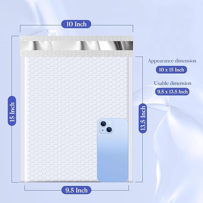 Fuxury Bubble Mailers 9.5x14.5" 250 Pack White Large Padded Envelopes Usable - Image 2