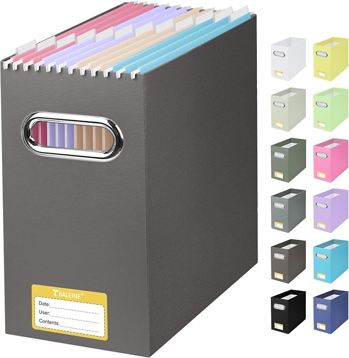 BALEINE File Organizer Box, Cardboard File Folder Organizer by BALEINE