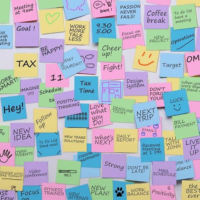 MyLifeUNIT Sticky Notes 3x3, Bulk Pack 54 Note Pads 5400 Sheets for Daily Reminder, Self-Stick Notes with 6 Assorted Colors-DeskLoop Office