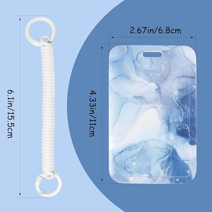 ID Badge Holder with Keychain, Spring Rope, and Metal Ring – Slide-Open Plastic - Image 3