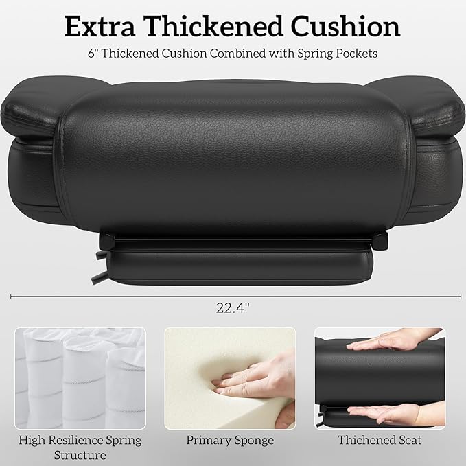 GYI Criss Cross Chair with Wheels, 160° Big and Tall Reclining Office Desk Chair with High Back, Wide Seat, Arms, Footrest, Black-DeskLoop Office