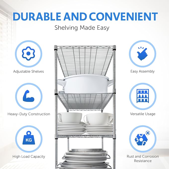 CRESCENT 48" W Storage Shelves 4000LBS Metal Shelving 5 Tier Wire Shelving Unit - Image 4