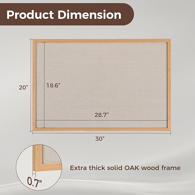 Fun Memories Cork Board Bulletin Board for Office, 20" x 30" Oak Wooden Framed Corkboard, Wall Mounted Notice Pin Board for School Home & Office, Natural Wood-DeskLoop Office