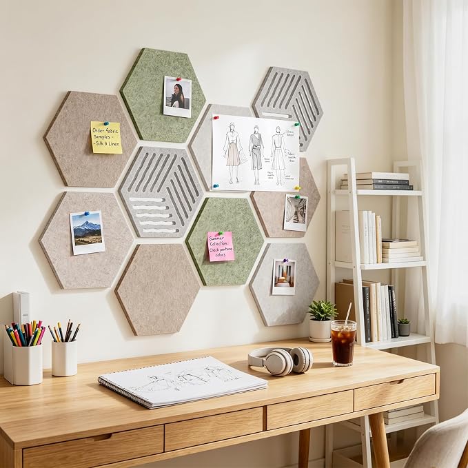 10 Pack Hexagon Felt Bulletin Board Tiles, 9mm Thick Pin Board - Image 6