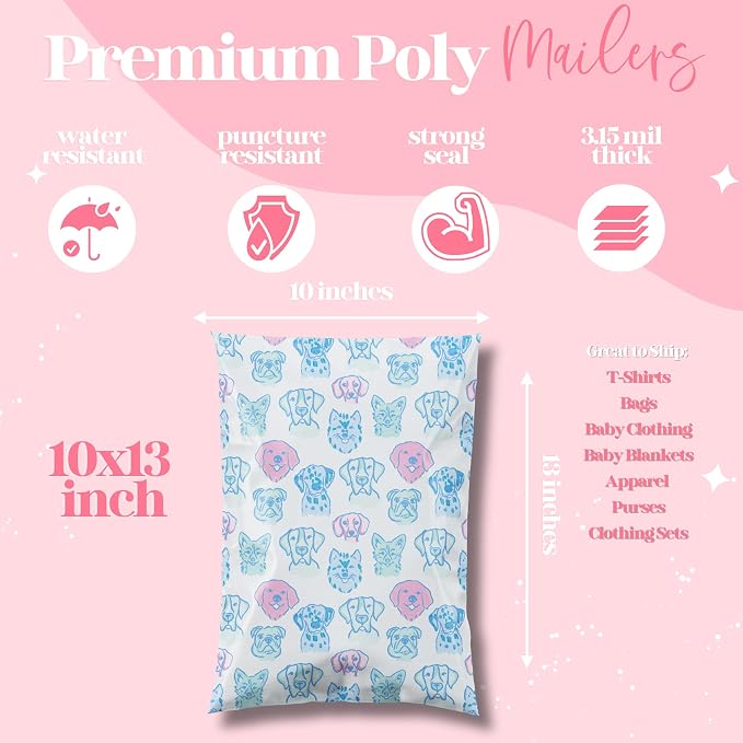 Pretty Package Store Poly Mailer 10x13, Pretty Pups Puppy Dogs, 100 Pack | - Image 3