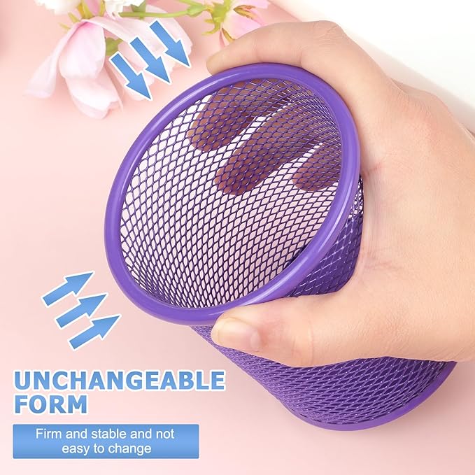Tamaki Pen Holder Cup for Desk, Desk Organizer Wire Mesh Pencil Cup Holder for Desk Office Pen Organizer (Purple)-DeskLoop Office