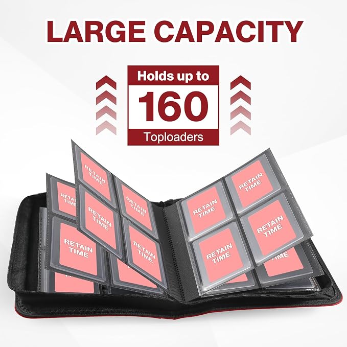 Toploader Binder, Holds 160 Toploaders, 100 Toploaders INCLUDED, 4-Pocket PU - Image 4