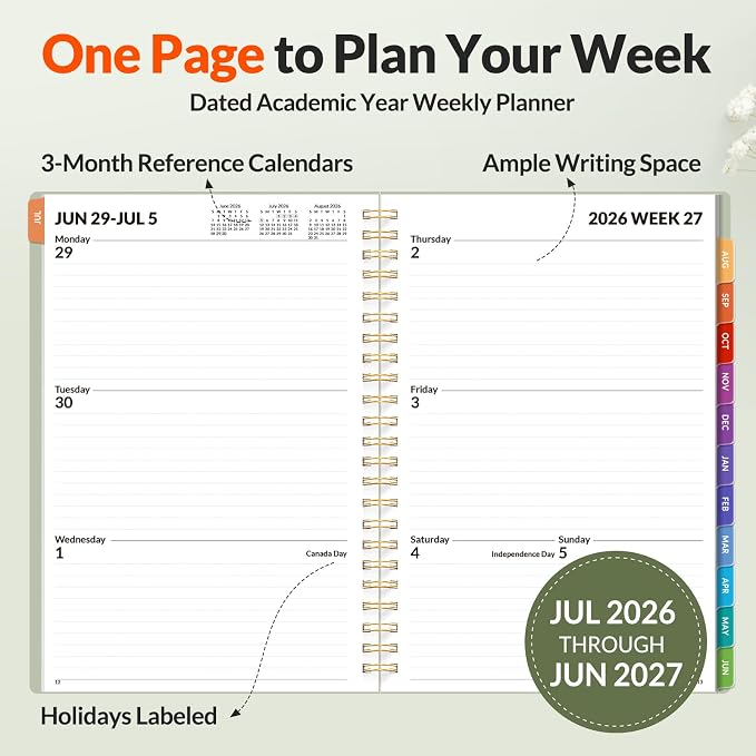 SUNEE Academic Planner 2026-2027 – Weekly & Monthly Planner, July 2026 to June - Image 2