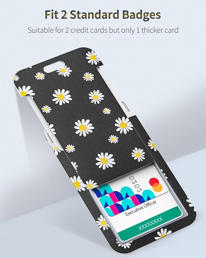 Uniclife Floral Sliding Badge Holder White Flower Plastic Case - Image 5