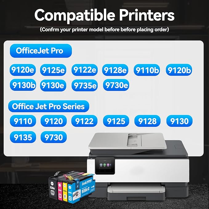 936XL Ink Cartridges Combo Pack for HP Black and Color OfficeJet Pro 9125e 9135e 9730e Series Replacement for HP 936 Ink Office Jet Pro 9122e 9128e 9110b 9120b 9130b 9135e 9730e Printer-DeskLoop Office