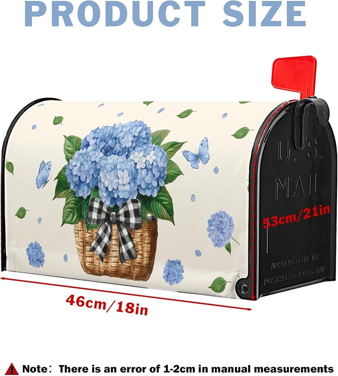 Spring Summer Blue Hydrangea Mailbox Cover Magnetic Standard Size Spring Floral - Image 4