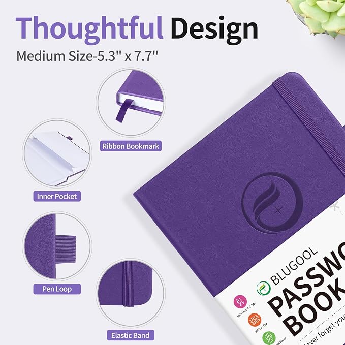 Blugool Password Book with Alphabetical Tabs, Password Keeper Book - Image 4