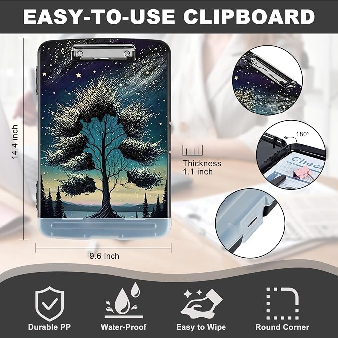 Clipboard with Storage, Heavy Duty Plastic Storage Clipboard with Low Profile - Image 3