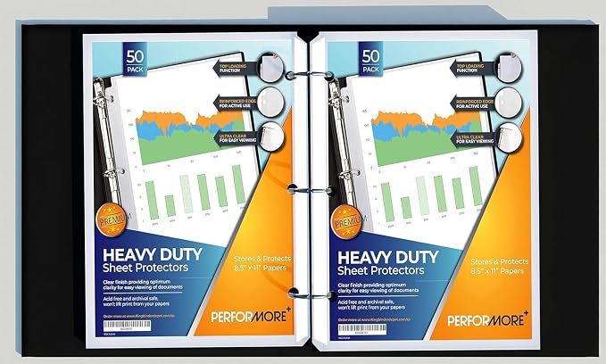 50 Sheet Protectors 8.5 x 11 for 3 Ring Binder, Heavy Duty Clear Page - Image 7