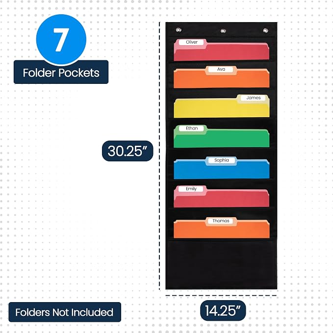 Essex Wares - 7 Pocket File Pocket Chart, Tall - Versatile Wall Hanging File - Image 3