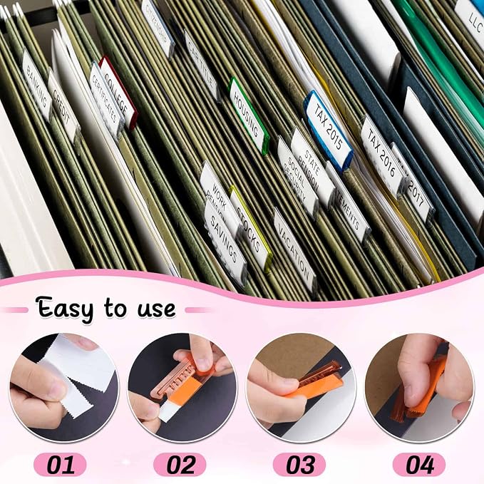 File Folder Tabs, Selizo 100 Sets Hanging File Folder Labels 2" Tabs and Inserts - Image 6