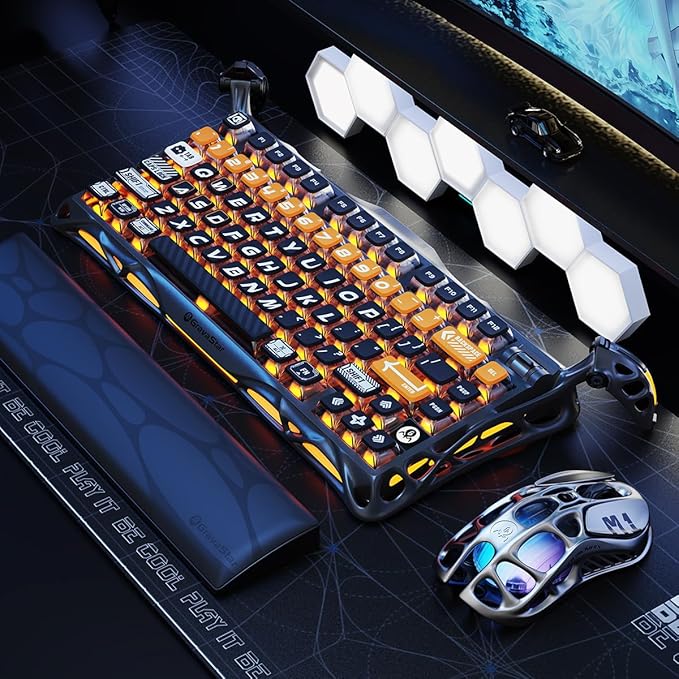 GravaStar Mercury K1 Pro Wireless Mechanical Gaming Keyboard, 75% Layout RGB Custom Keyboard, Aluminum Alloy Matte Black Frame with Phoenix-Inspired Keycaps, Hot-Swappable Linear Switches – CyberFlare-DeskLoop Office