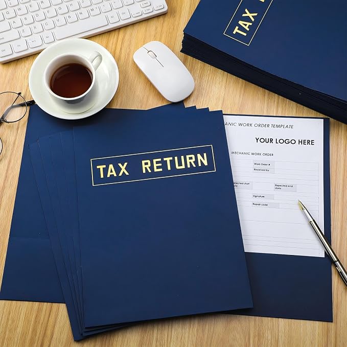 Kosiz 300 Pcs Tax Return Folders Bulk 9 x 12 Inch 2 Pocket Gold Foil Stamped - Image 3
