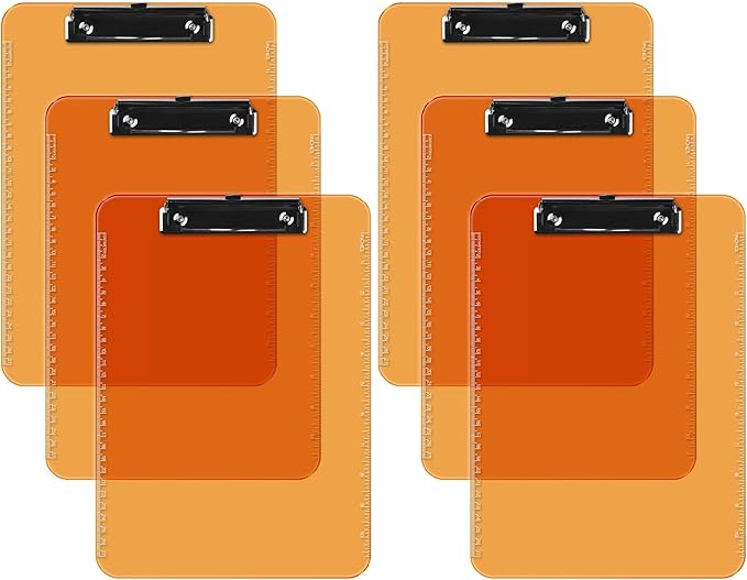 Pack of 6 Plastic Clipboards by DAVISGROUP