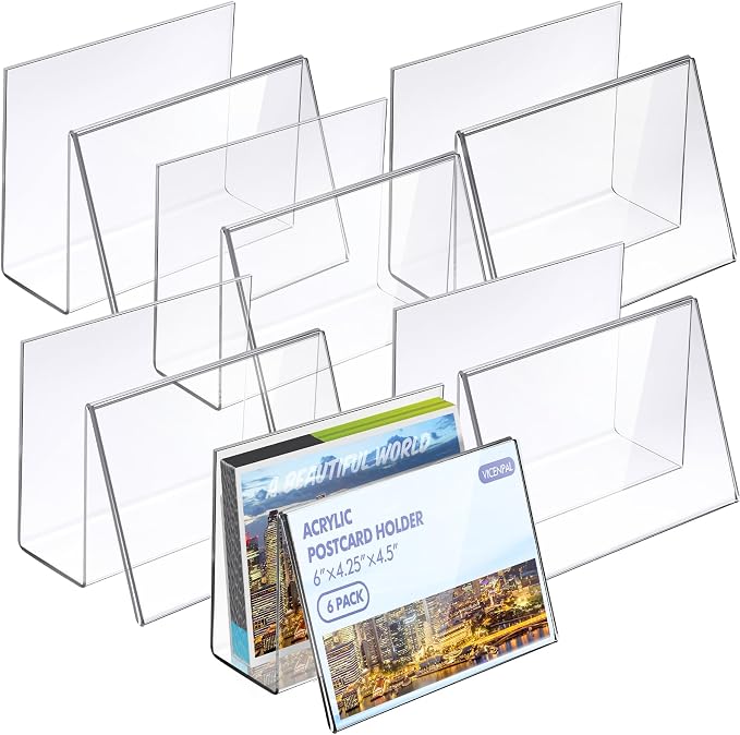 Crtiin 6 Pcs Clear Acrylic Postcard Holder Business Card Holder Greeting Card by Crtiin