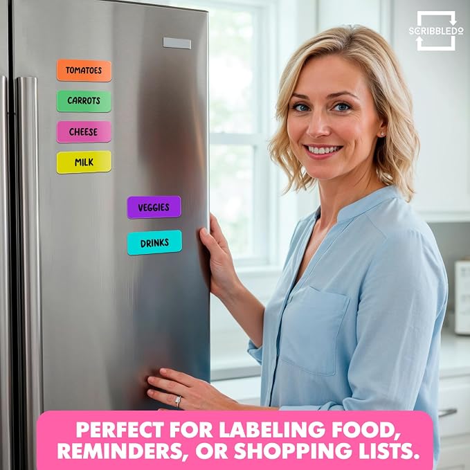 Scribbledo 30 Pack Dry Erase Magnetic Labels 3.1” x 1.2” Reusable Writable - Image 6