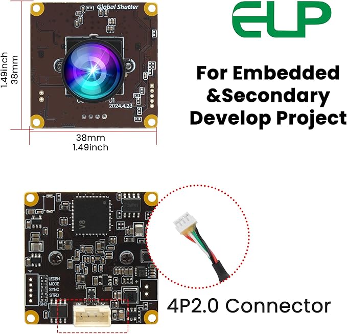 ELP 5MP Global Shutter 50fps USB Fisheye Camera for Computer, Laser Engraver, Live Streaming - 170 Fisheye Lens-DeskLoop Office