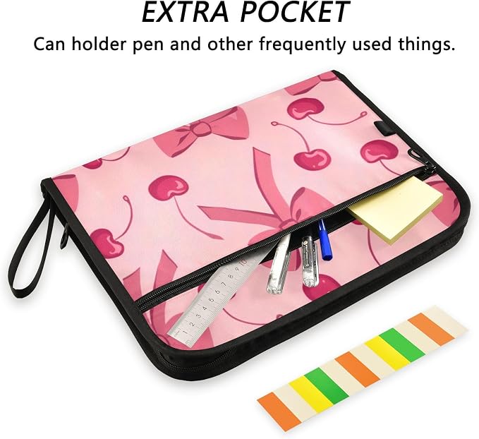 Expanding File Folder Pink Bow Cherry Accordion File Organizer 13 Pockets - Image 6